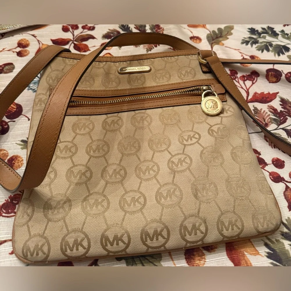 Michael Kors Beige and Brown Crossbody Bag